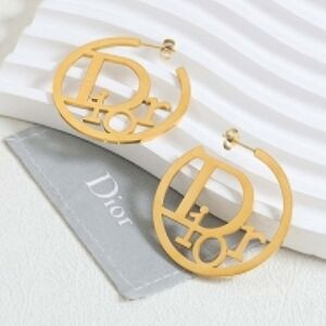 Dior Gold Logo Hoop Earrings